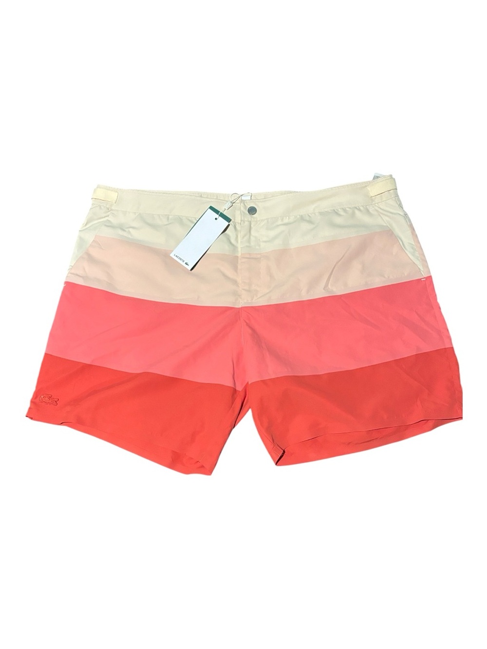 Lacoste Men's Colorblock Swim Shorts in Coral, Peach & Cream